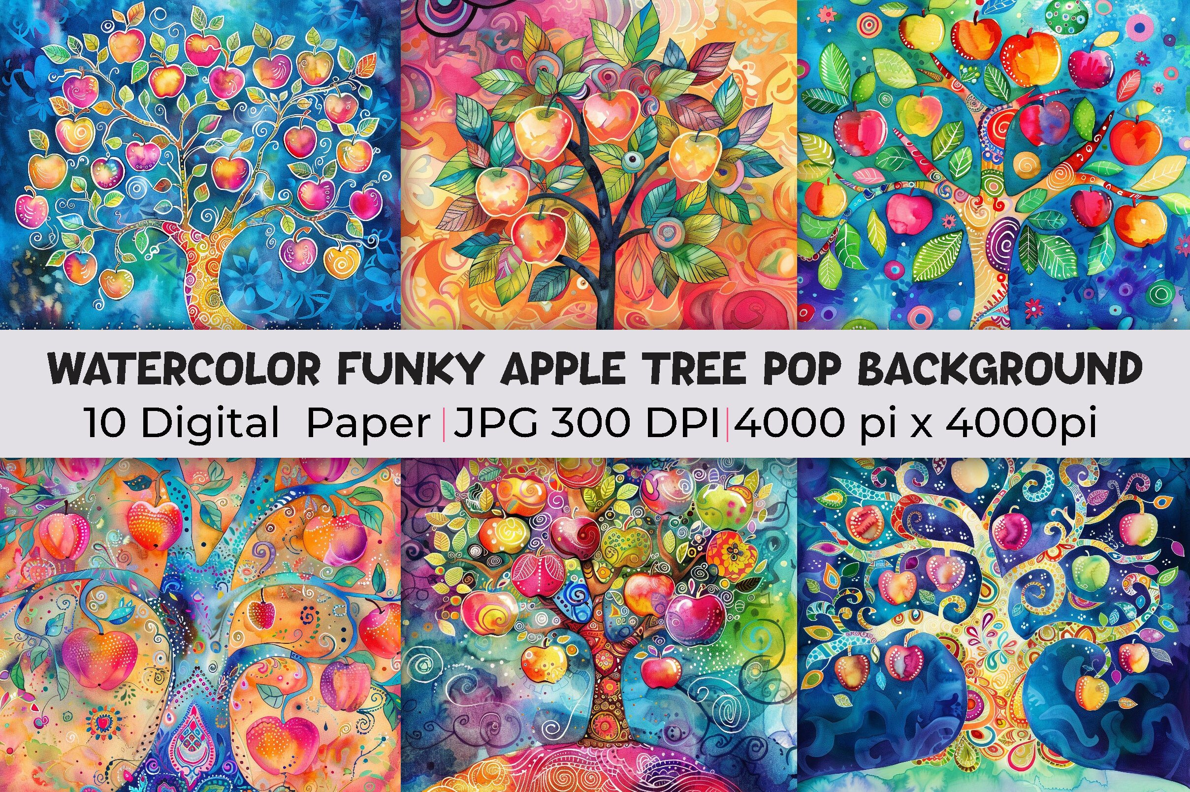 Funky Apple Tree Background Graphic by mirazooze · Creative Fabrica