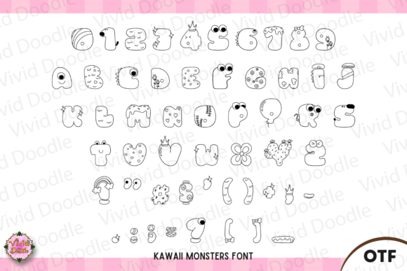 Kawaii Monsters Font PNG with transparent background - Preview 1