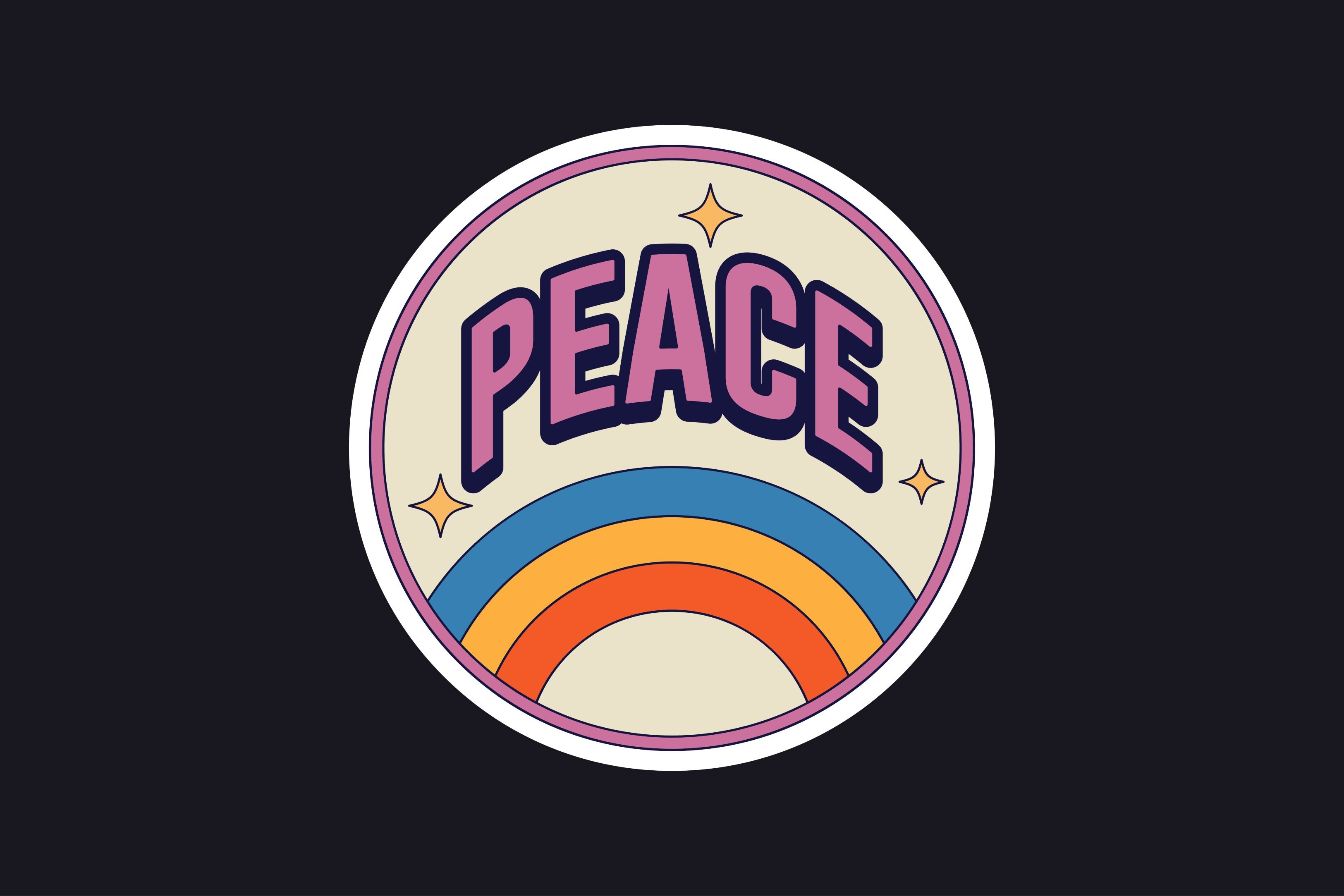 Retro Stickers with the Word Peace Graphic by Ozan ID · Creative Fabrica