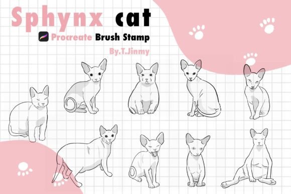 Sphynx Cat Brush Stamp