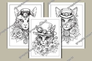 Steampunk Cat Coloring Pages for Adults Graphic by protabsorkar11 ...