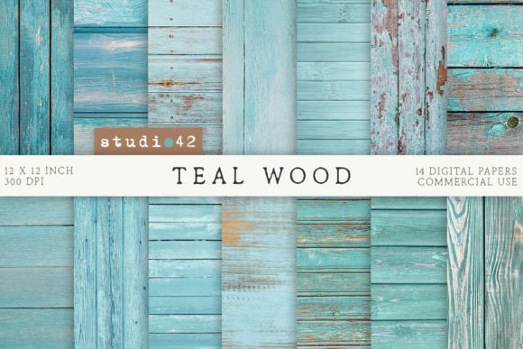 Teal Wood Background Digital Papers
