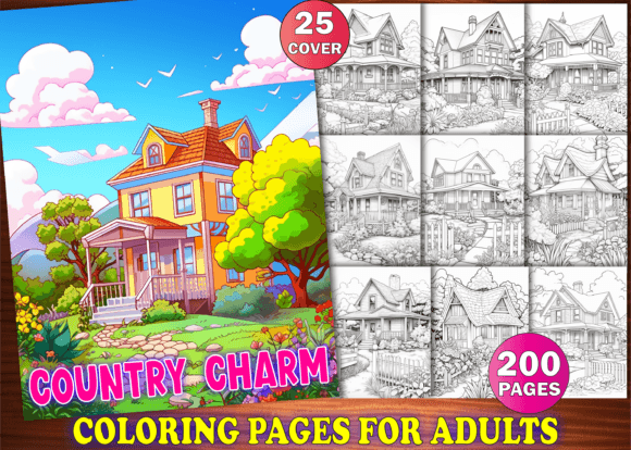 200 Country Charm Coloring Pages Adults