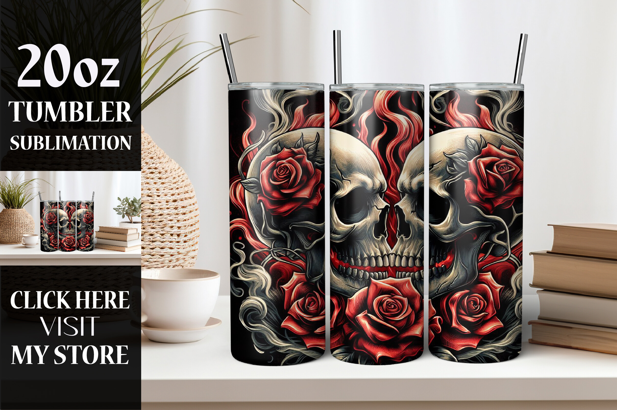 3D Skull Floral Tumbler Wrap Sublimation Graphic by LibbyWishes ...