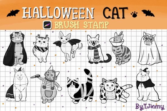 Halloween Cat Brush Stamp