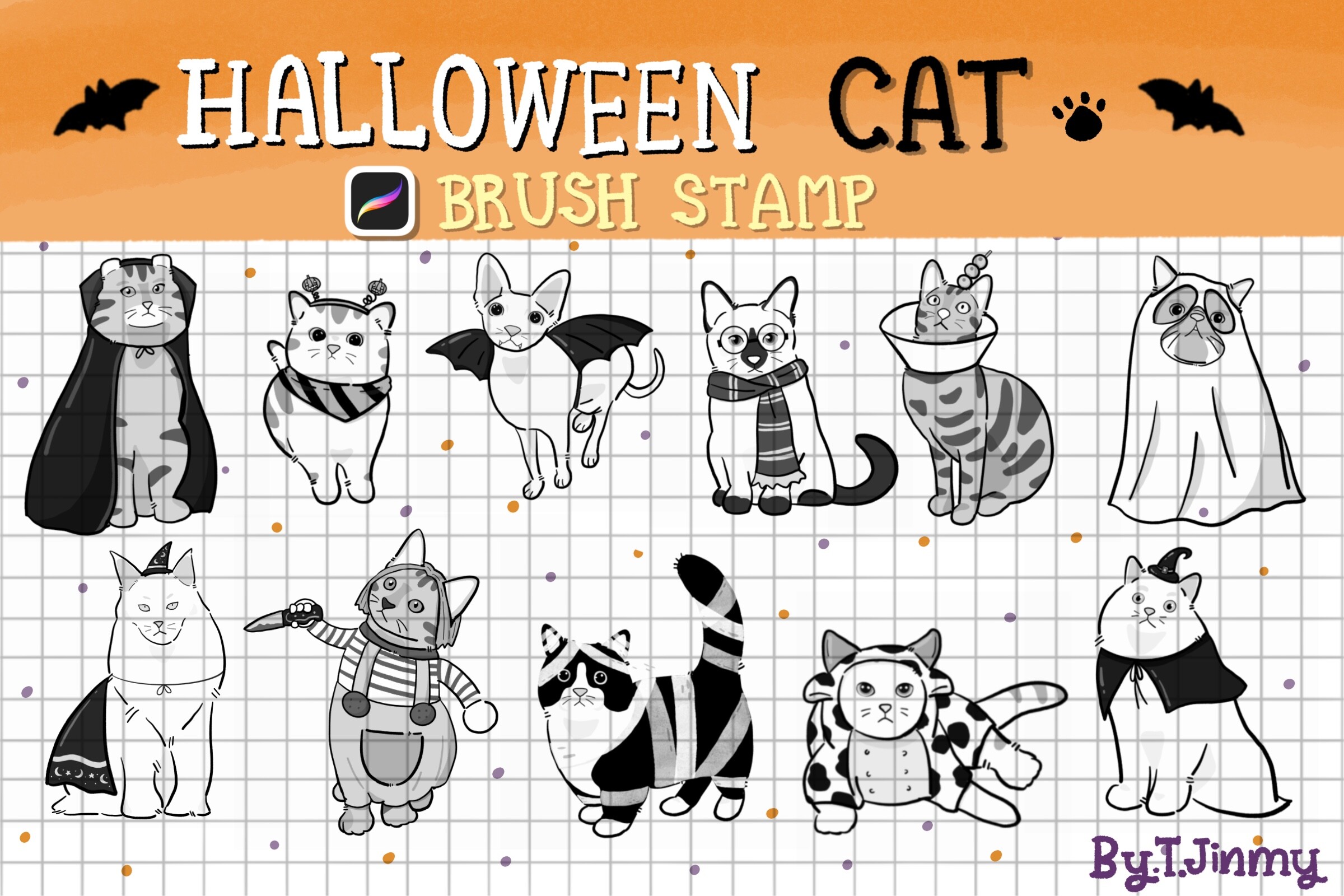 Halloween Cat Brush Stamp