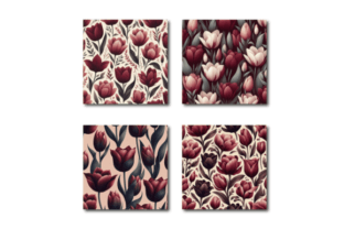 Maroon Tulip Flower Digital Papers Graphic by ElksArtStudio · Creative ...