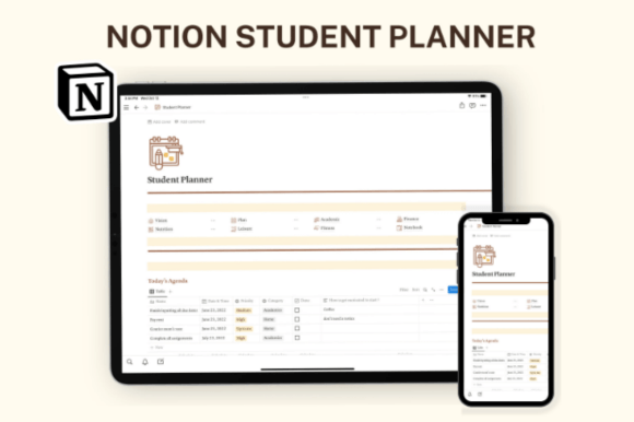 Notion Student Template, Student Planner Illustration Modèles Graphiques Par ThePlannersDelight