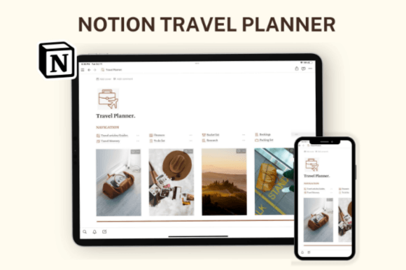 Notion Travel Planner, Notion Template