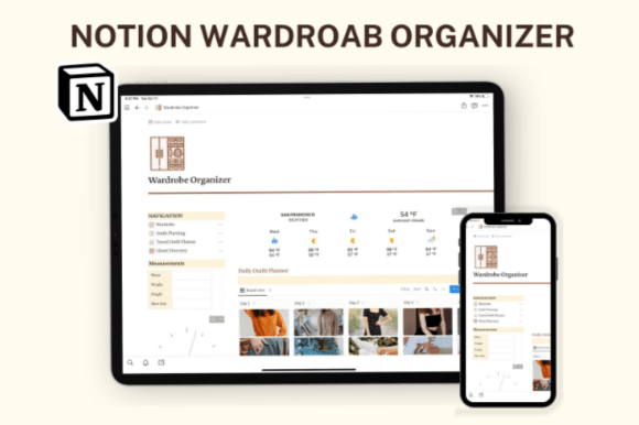 Notion Wardrobe Organizer Template