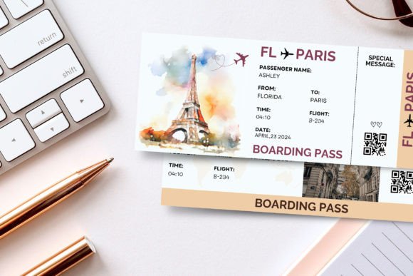 Paris Boarding Pass Surprise Gift Ticket