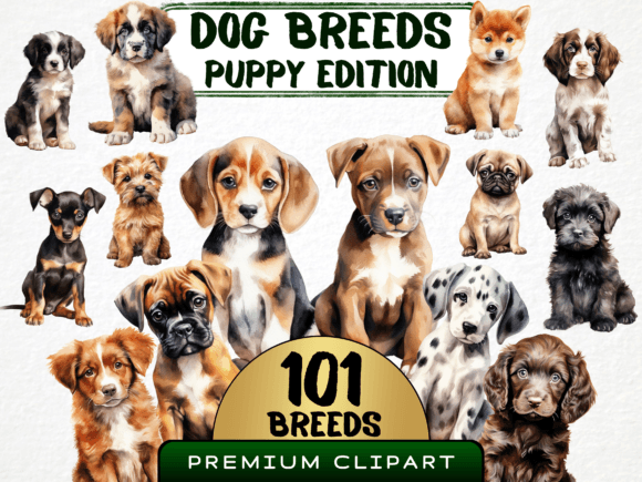 Puppy Breed Clipart Bundle 101 PNG