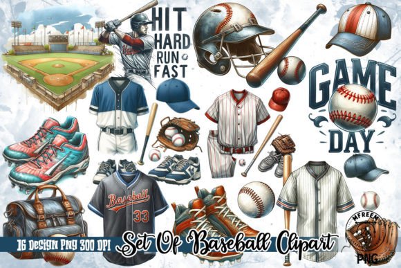 Set of Baseball Clipart PNG Graphics