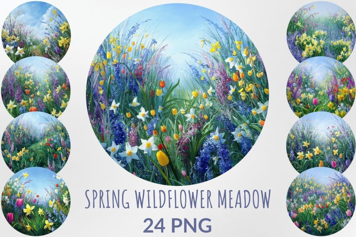 Spring Meadow Graphics Spring Wildflower Meadow Sublimation Graphic by DigitalCreativeDen ...