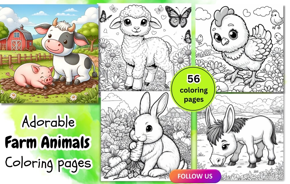 Adorable Farm Animals Coloring Pages