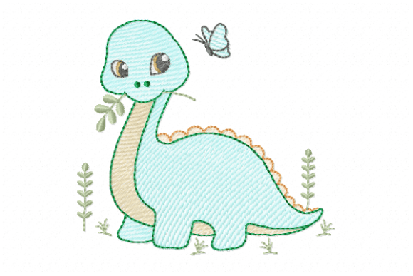 Baby Dinosaur Embroidery Design