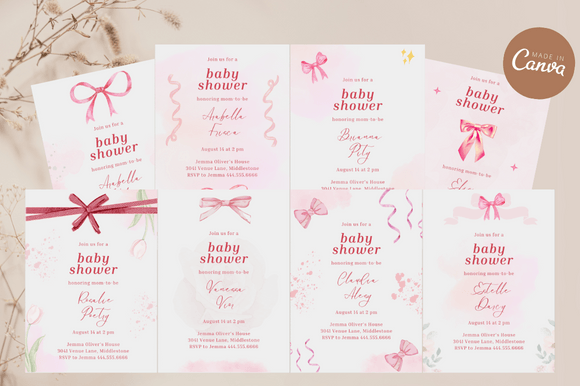 Coquette Baby Shower Invitation Bundles