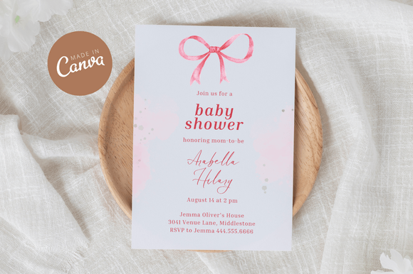 Coquette Baby Shower Invitiation Canva