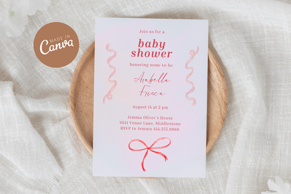 Coquette Baby Shower Invitiation Canva