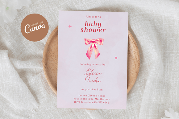 Coquette Baby Shower Invitiation Canva