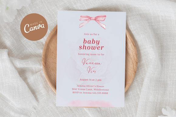 Coquette Baby Shower Invitiation Canva