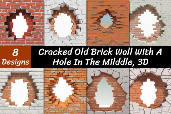 Cracked Old Brick Wall Textures 3D