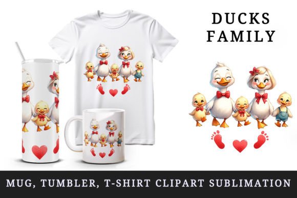 Ducks Family Tumbler Mug Wrap Clipart Illustration Artisanat Par Tati Design