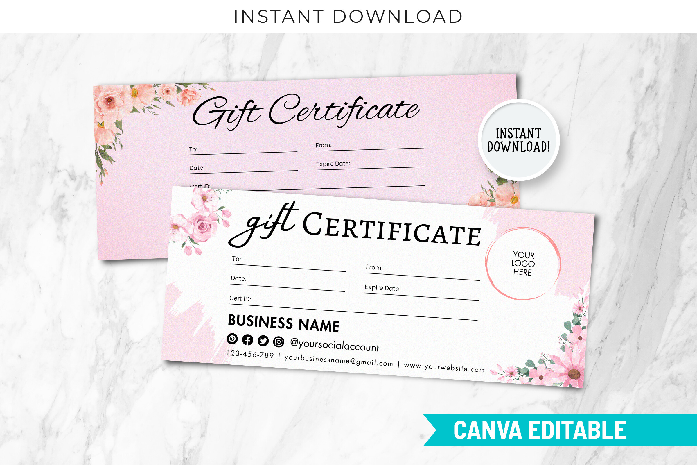 Editable Blush Pink Gift Certificate