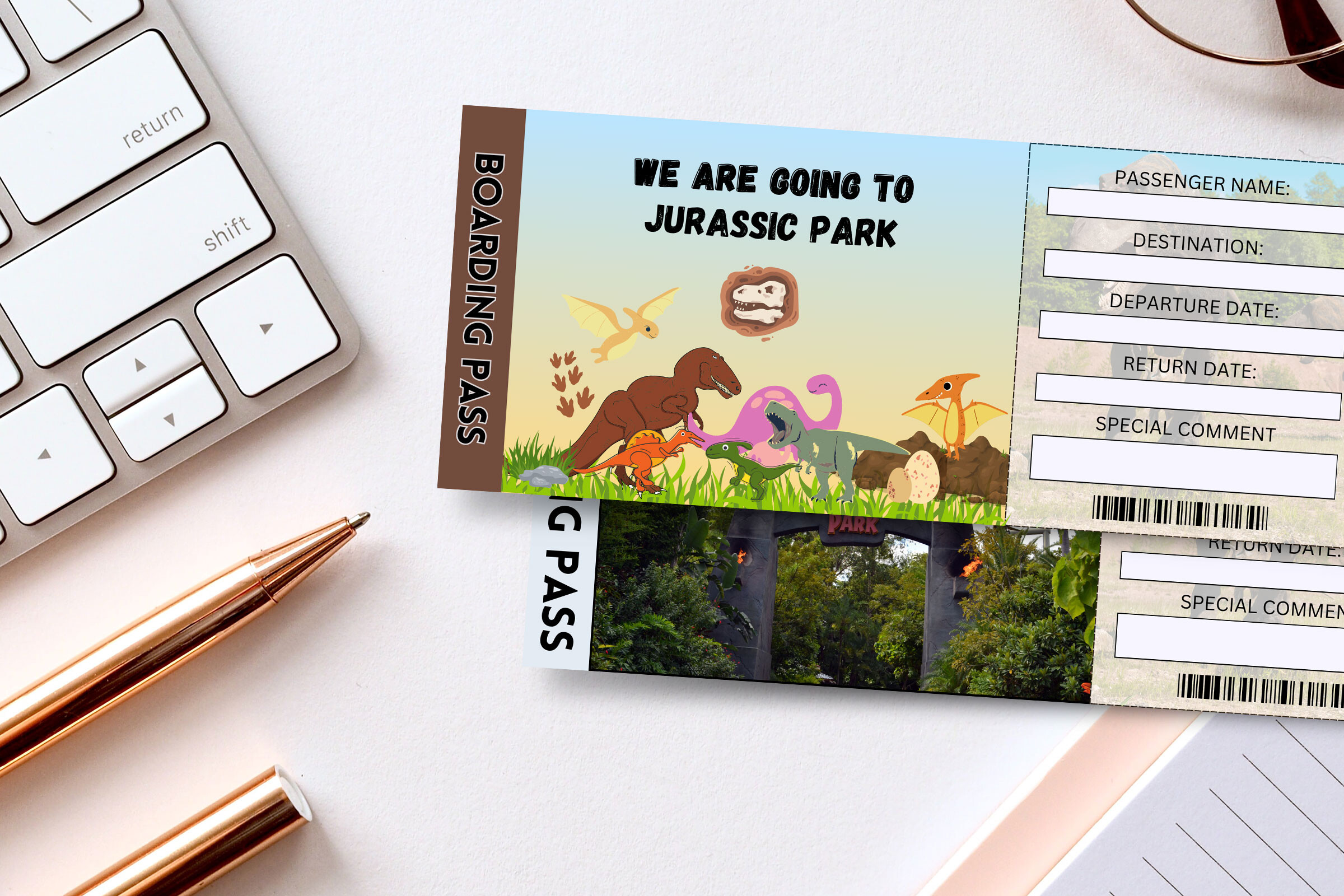 Editable JURASSIC WORLD Trip Ticket