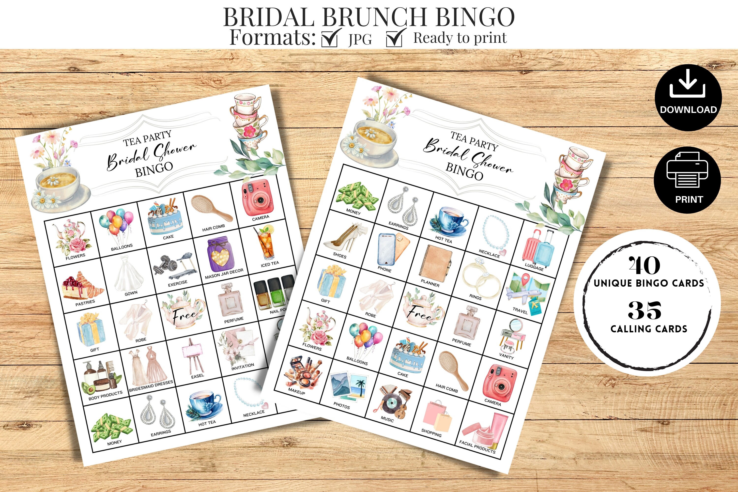 Tea Party Bridal Shower Bingo