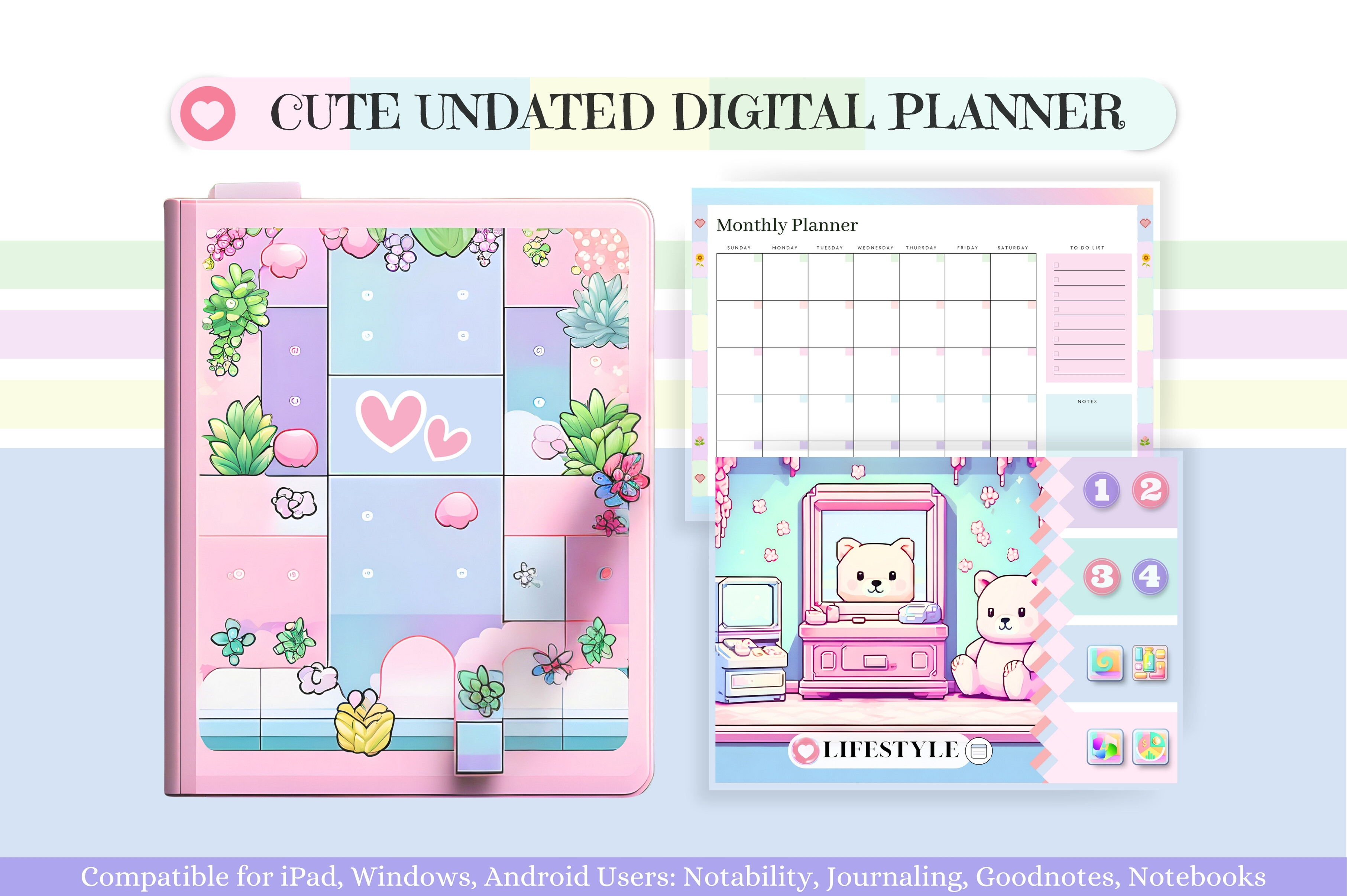 Undated Digital Planner Graphic by Tas Creative Studio · Creative Fabrica