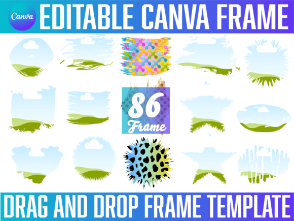 Editable brush style Canva frame templates
