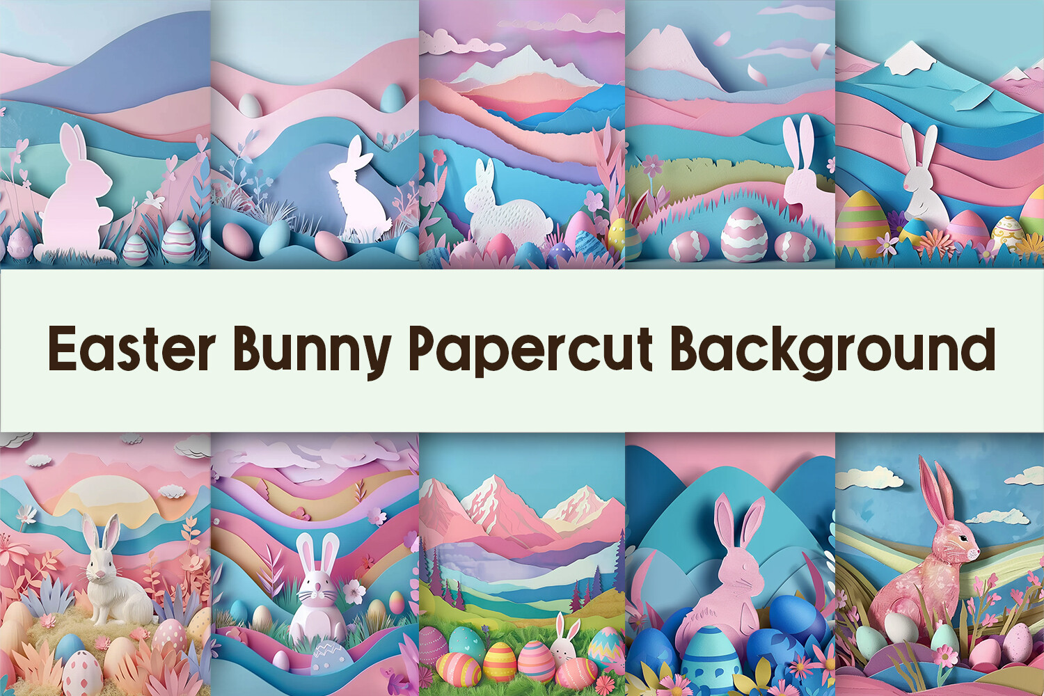 Easter Bunny Papercut Background Graphic by Pamilah · Creative Fabrica