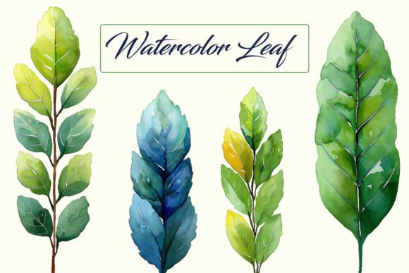 Watercolor Colorful Leaves Bundle