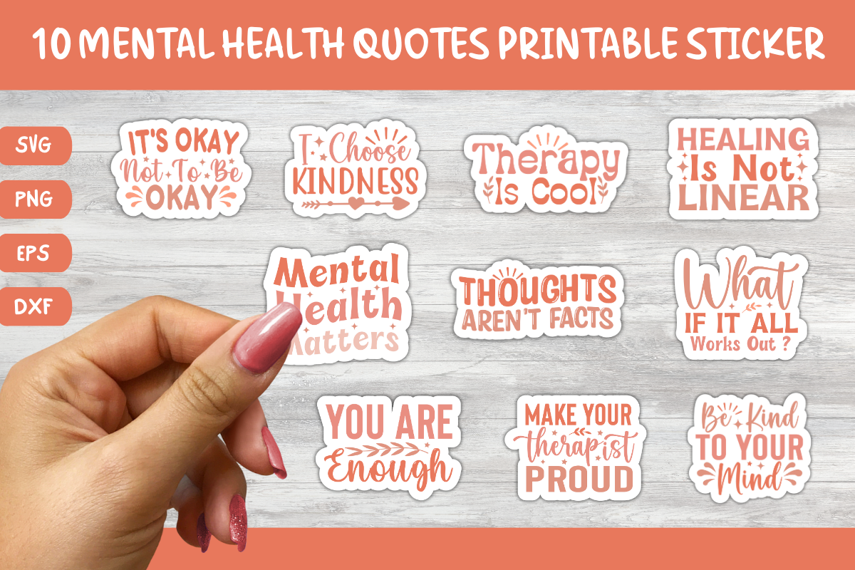10 Printable Mental Health Sticker Pack Graphic by Sundiva Design ...