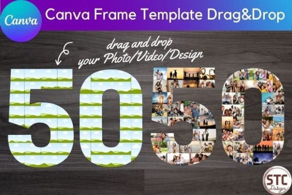 50 Fifty Number Collage Canva Frame