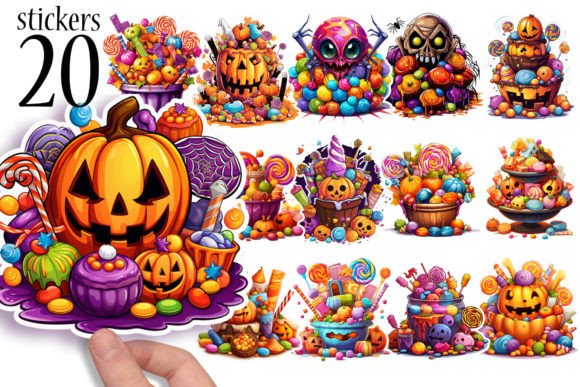 Halloween Candy Stickers for Kids PNG