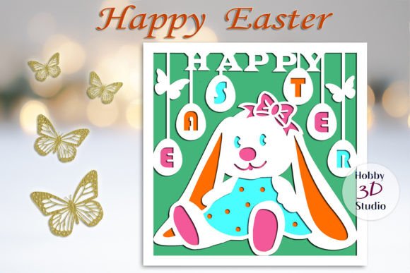 Happy Easter Card Template SVG Graphic by Hobby3DStudio · Creative Fabrica