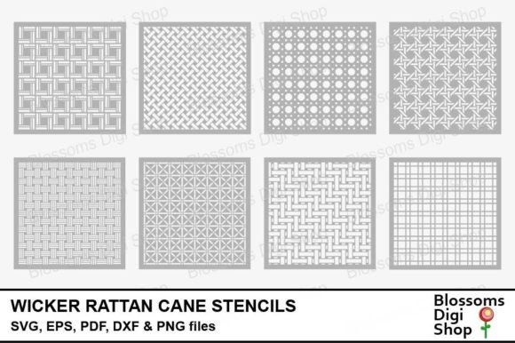 Wicker Rattan Cane Pattern Stencils