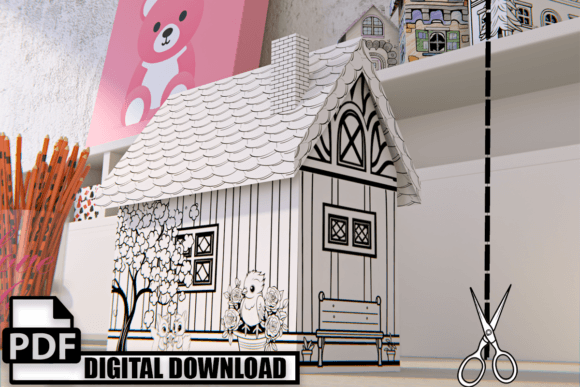 Coloring Paper 3D House Model