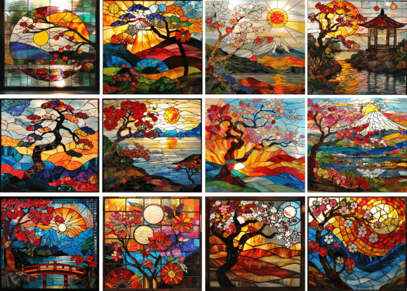 Japanese Spring Stained Glass