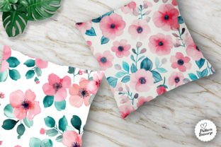 Pink & Teal Watercolor Flowers Patterns Graphic by Pattern Universe ...