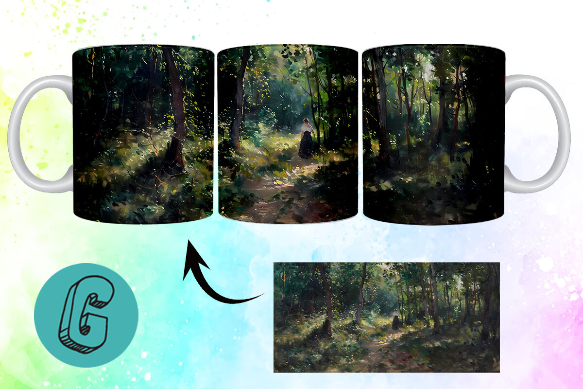 3D Oil Paint Forest Garden Mug Wrap 20 Graphic by Glamour · Creative ...