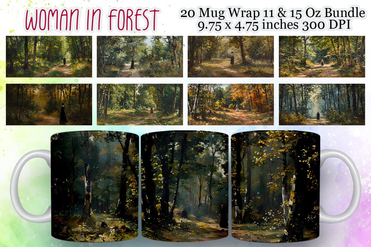 3D Oil Paint Forest Mug Wrap Bundle Graphic by Glamour · Creative Fabrica