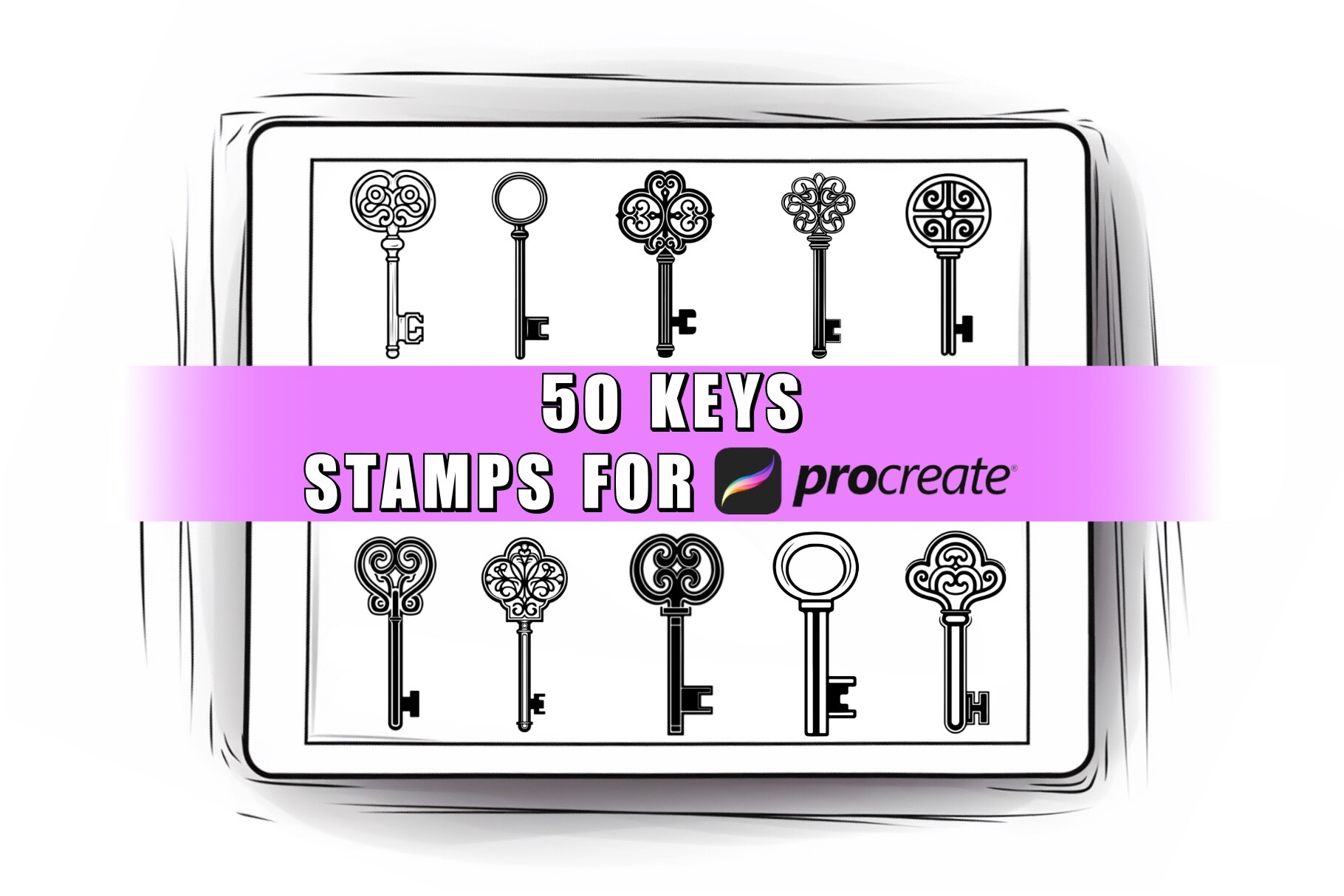 50 Keys Procreate Stamps Brushes Graphic by ProcreateSale · Creative ...