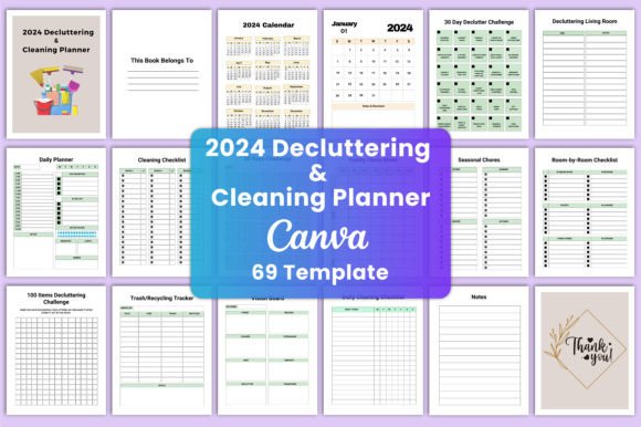 Decluttering & Cleaning Planner Canva