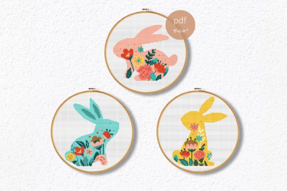 Easter Bunnies Cross Stitch Patterns PDF
