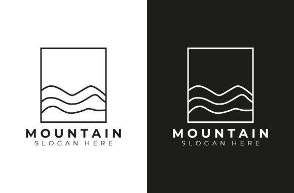 Simple Line Art Mountain Logo