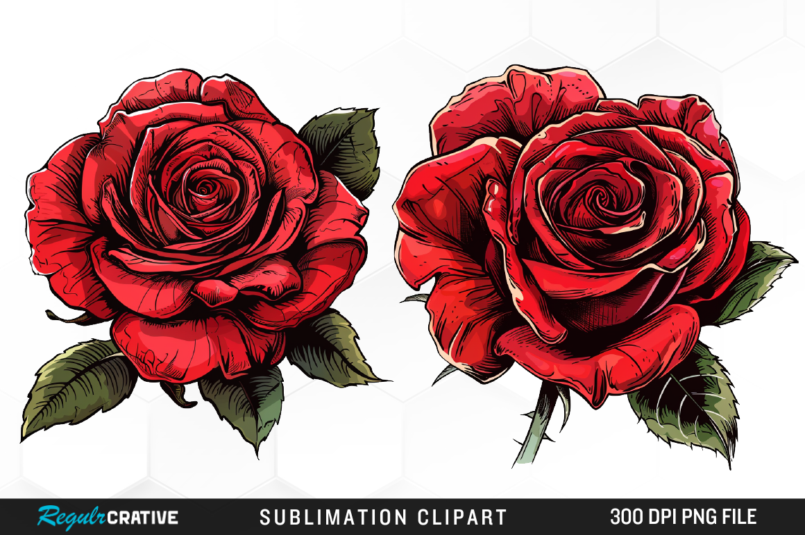 Watercolor Red Roses Clipart PNG Design Graphic by Regulrcrative ...
