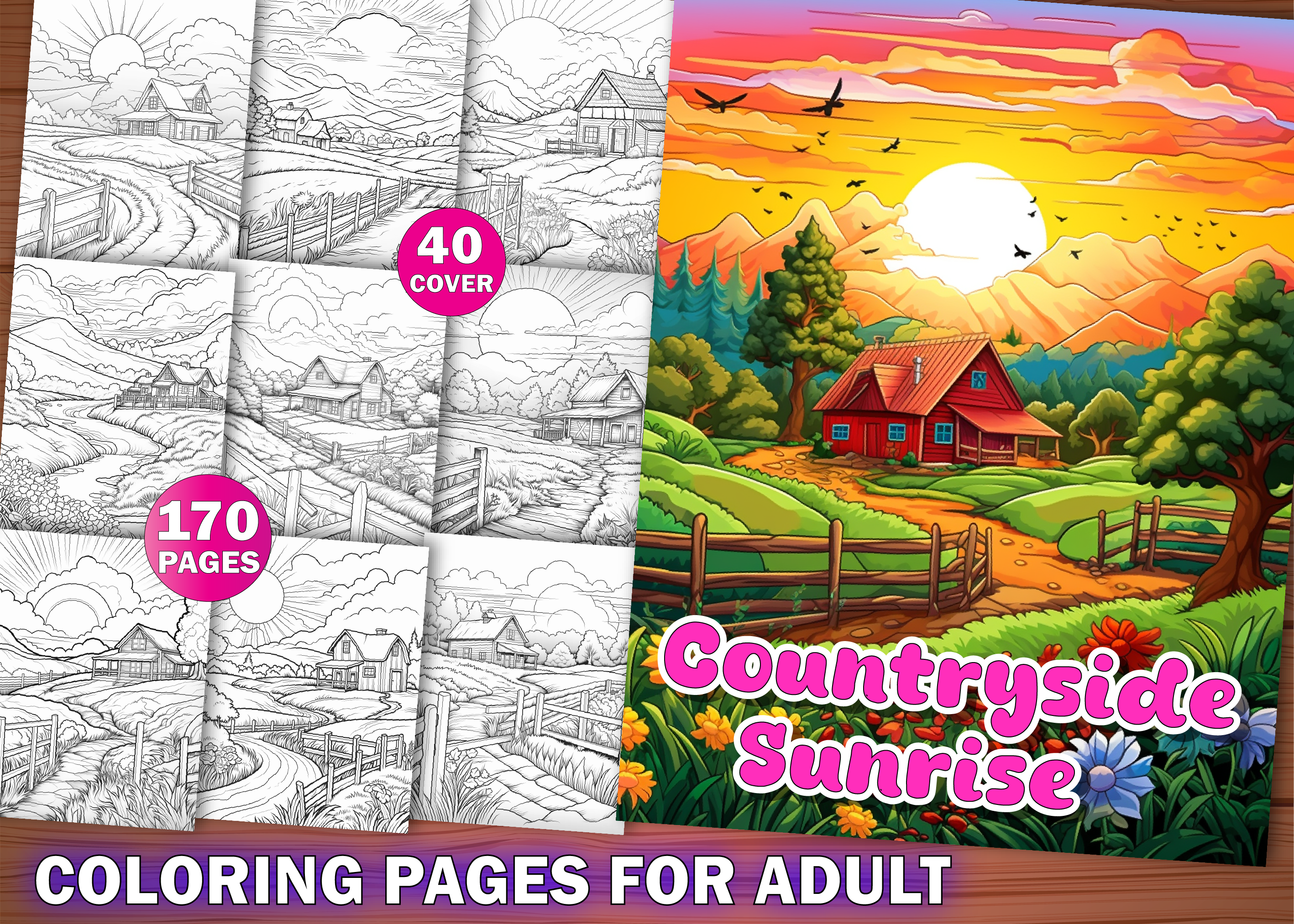 170 Countryside Sunrise Coloring Pages Graphic by KDP PRO DESIGN ...